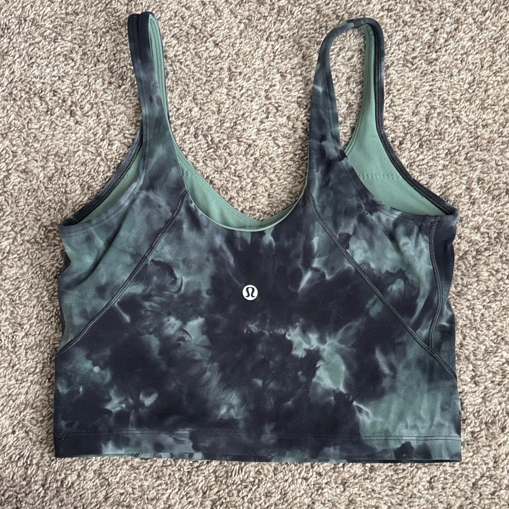 lululemon athletica Black and Green Tie-Dye Tank Top